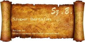 Szuper Bertalan névjegykártya